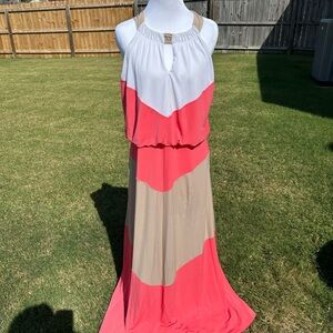 London Style Coral and Beige Kids Dress